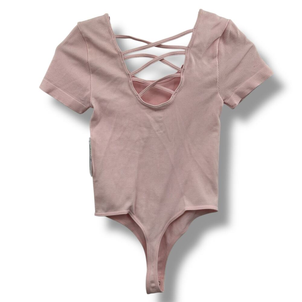 NEW Light Pink Lattice Back Bodysuit XS Coquette Blush Thong Ultra Flirt - Picture 5 of 10